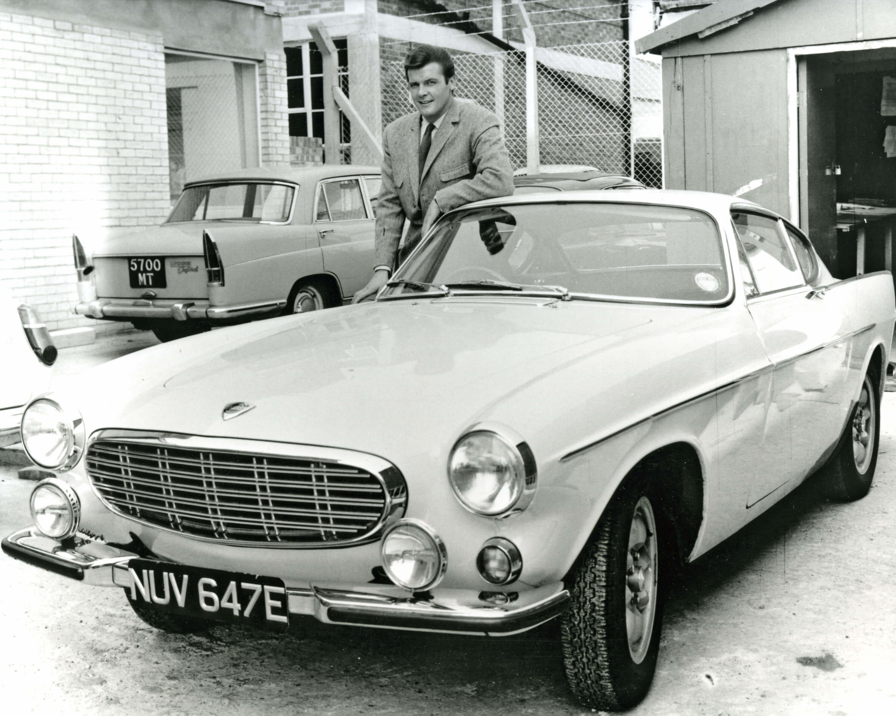 Roger at Elstree Studios with the Volvo P1800 (also Simon Templar's car). Pictorial Press Ltd / Alamy Stock Photo.